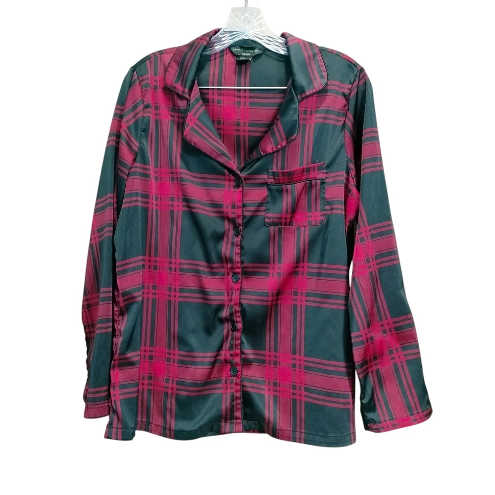 House of Harlow 1960 Red and Black Plaid Pajama Set Sz L
